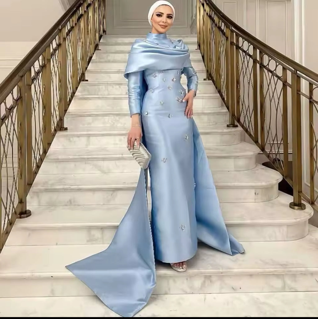 Burgundy High Collar Rhinestones Bespoke all Occasions dress