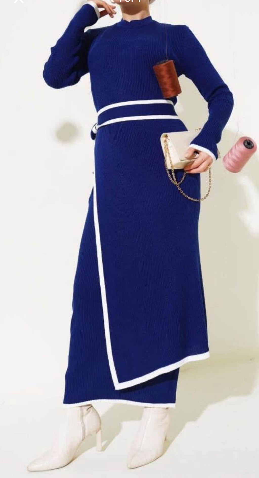 Fashion Half Collar Knit Long Dress Lace-up Long Sleeve Slim Elegant Dresses Spicy Girl Winter Autumn Knitwear Dress Ladies