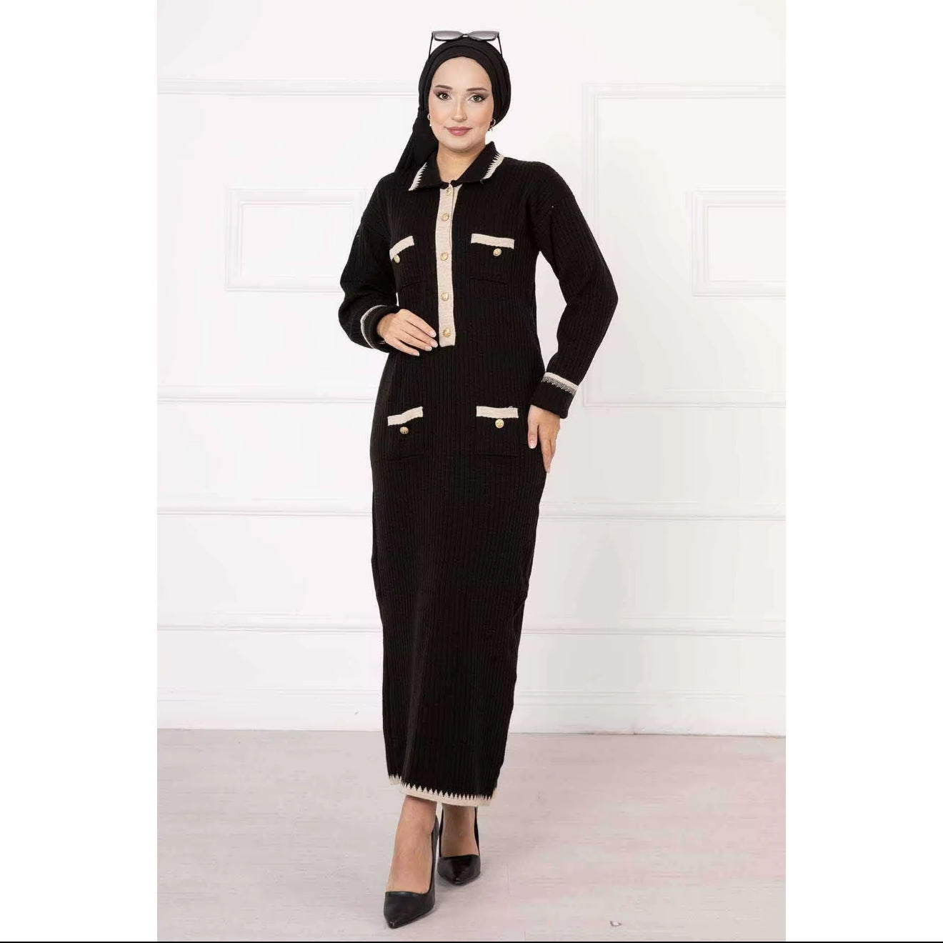 Knitted sweater long dress handmade for all occasions winter season