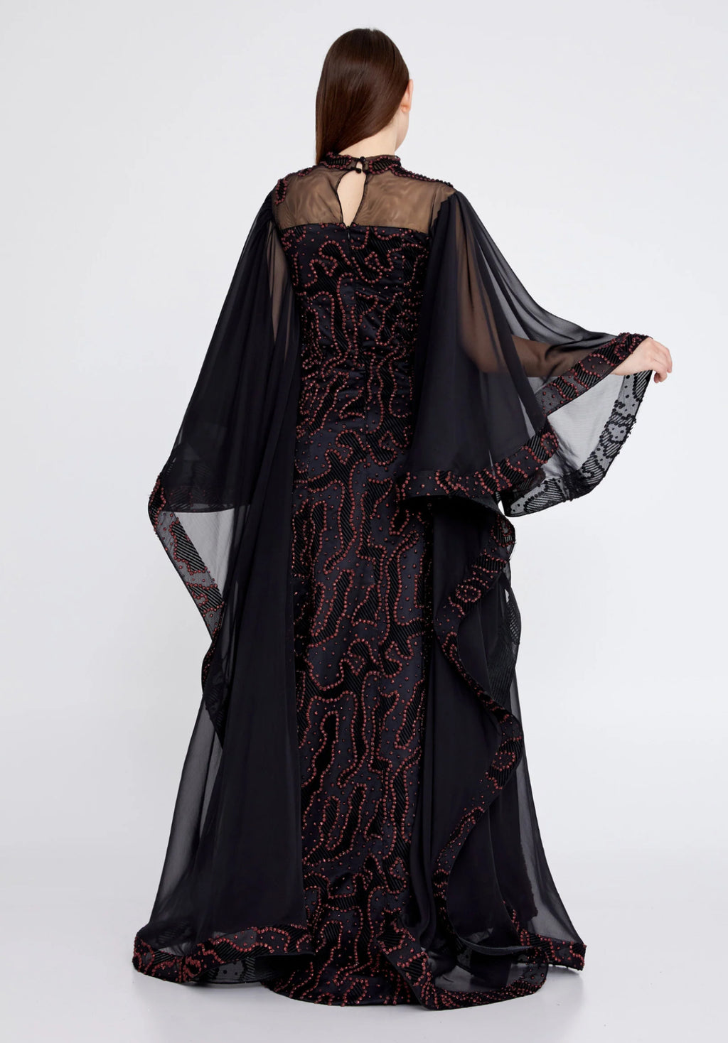 Long Sleeve Maxi Chiffon Mermaid Regular Prom Dress
