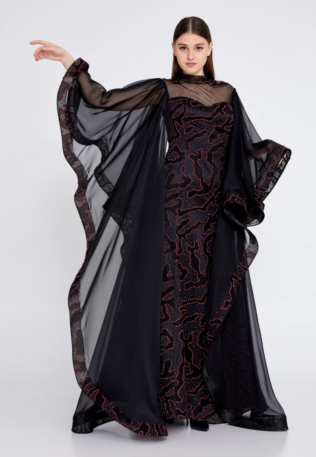 Long Sleeve Maxi Chiffon Mermaid Regular Prom Dress