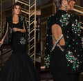 Evening Dresses Green Crystal Beads Prom Dresses Jacket