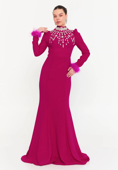 Long Sleeve Maxi Viscose Mermaid Regular Wedding Guest Dress