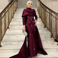 Burgundy High Collar Rhinestones Bespoke all Occasions dress