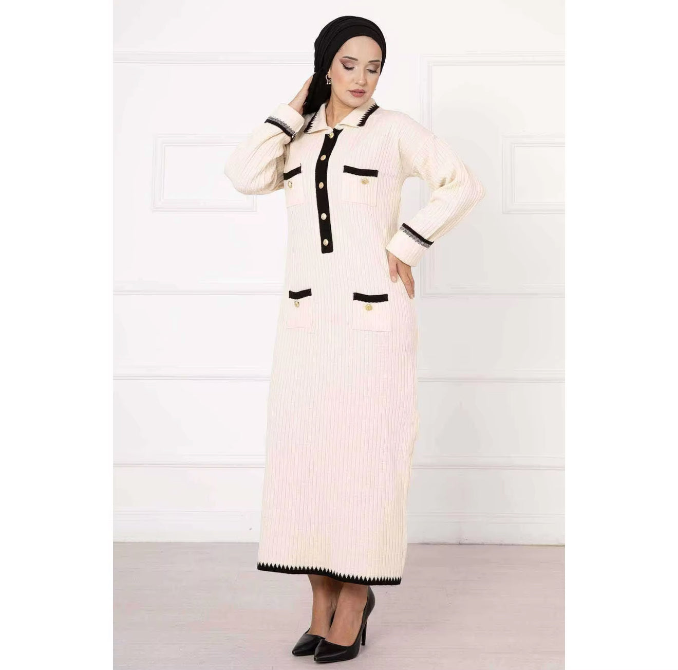 Knitted sweater long dress handmade for all occasions winter season