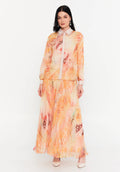 Long sleeve chiffon regular three-piece outfit -Orange /36,38,40,42