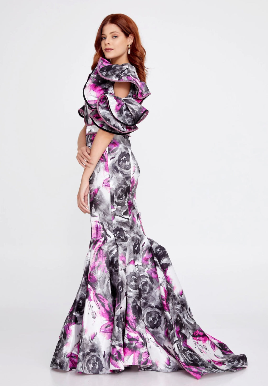 Short Sleeve Maxi Polyester Mermaid Regular Prom Dress