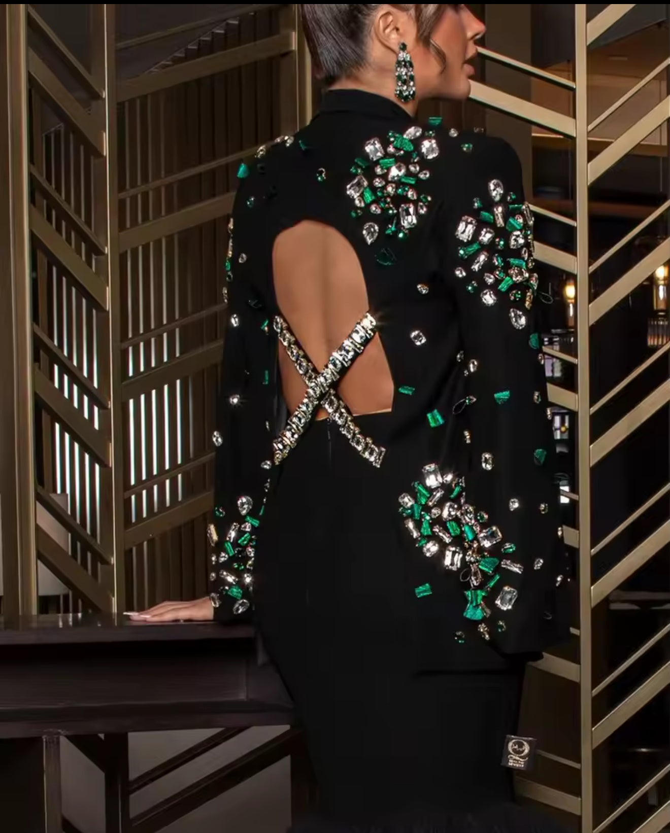 Evening Dresses Green Crystal Beads Prom Dresses Jacket