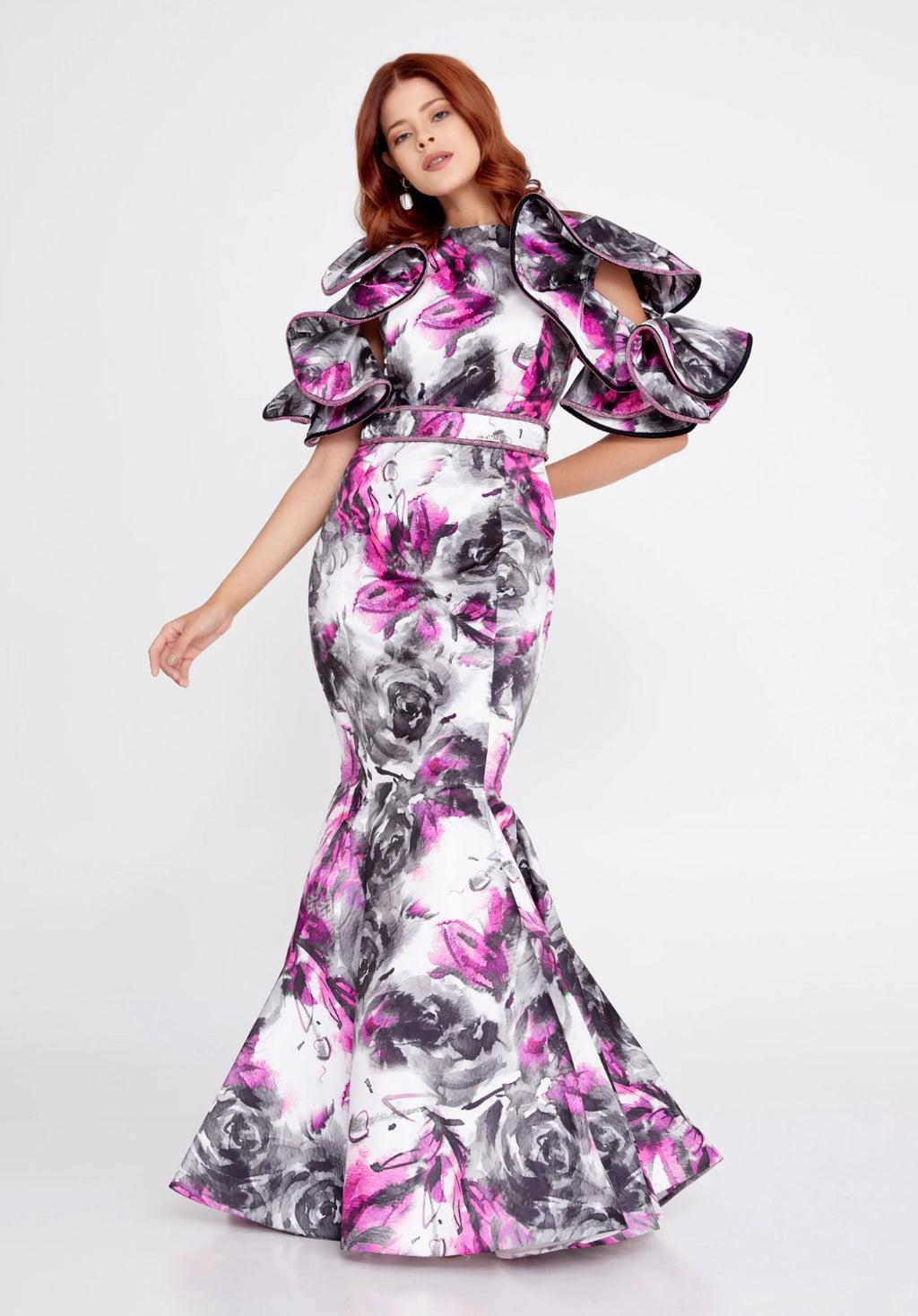 Short Sleeve Maxi Polyester Mermaid Regular Prom Dress