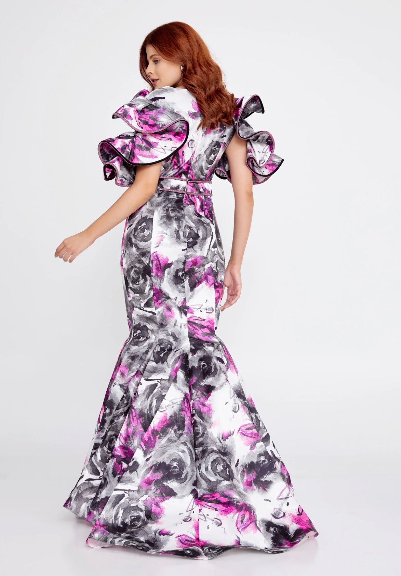 Short Sleeve Maxi Polyester Mermaid Regular Prom Dress